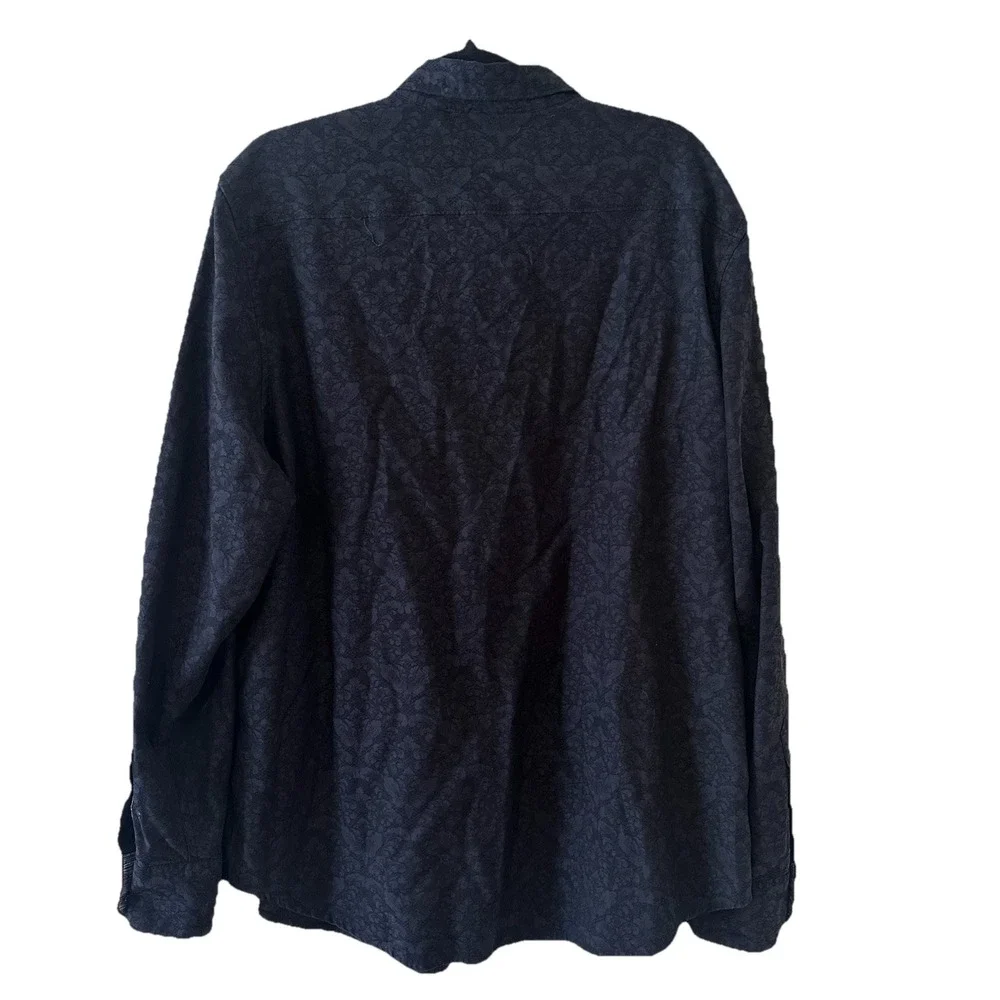 Robert Graham Black Shirt Mens 2XL Floral Paisley Print LS Button Up Classic Fit